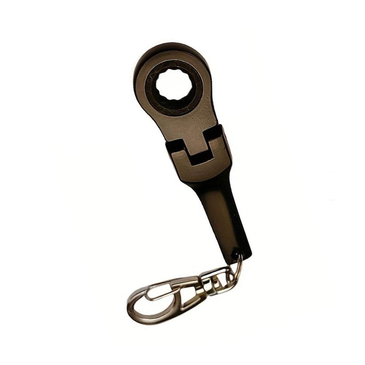 10mm Ratchet Wrench Keychain Black Metal Multi Function Key Ring Tool