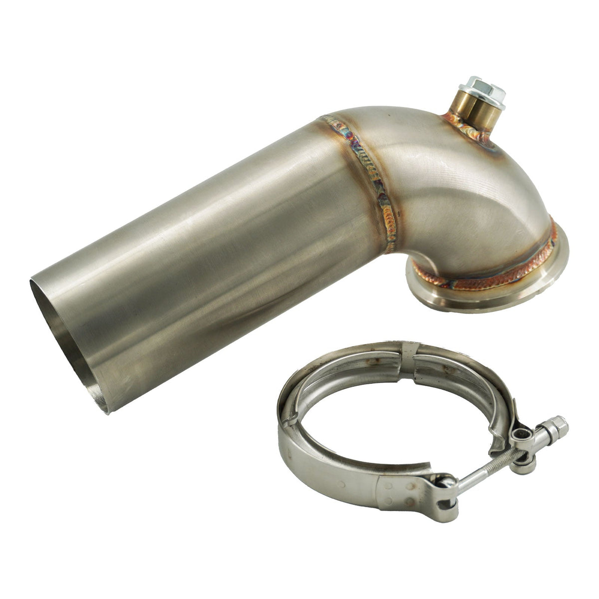3" Downpipe V Band Turbo 304 Stainless 90 3.55 inch/90mm OD Exhaust Flange O2 Bung Garrett Turbo by Bull Boost Performance