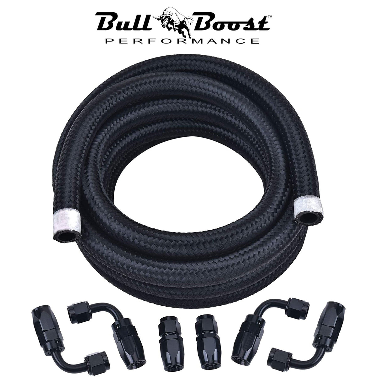 -6 AN Braided 3-8 Fuel Line Oil-Gas-Fuel Hose Line Aluminum Hose End Fitting Kit