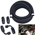 10AN/8AN/6AN Fitting Stainless Steel Braided Oil Fuel Hose Line Kit 5Feet Black