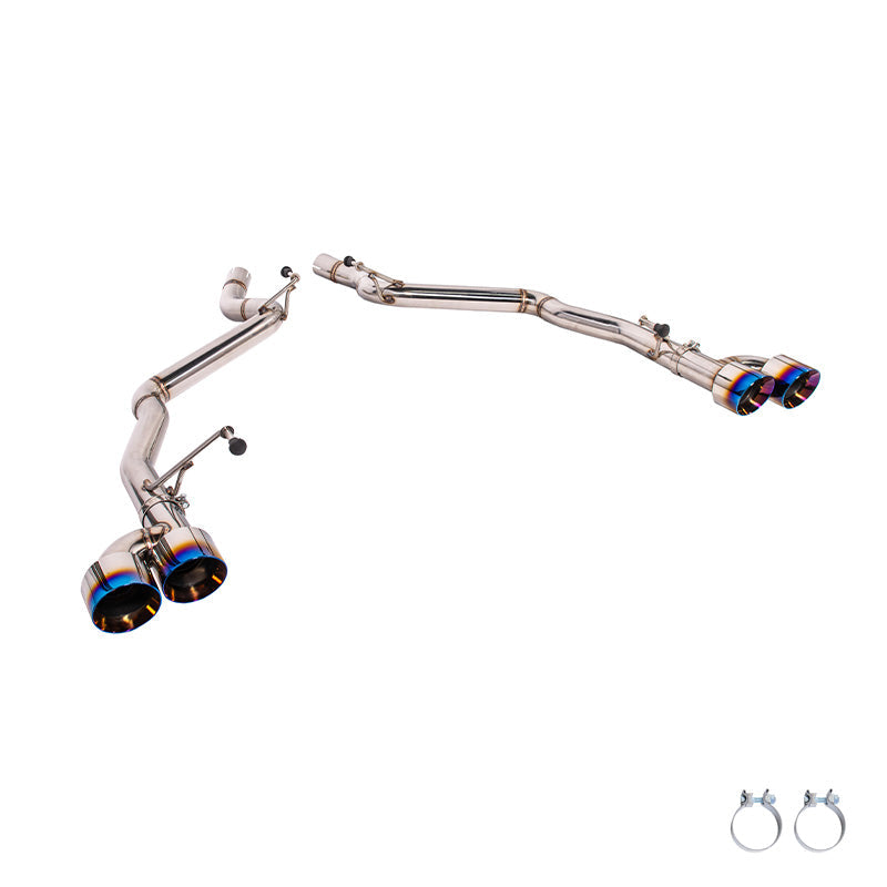 2024-Present Ford Mustang GT Muffler Delete Axle Back Quad Burnt Tips Exhaust by EOS Exhaust