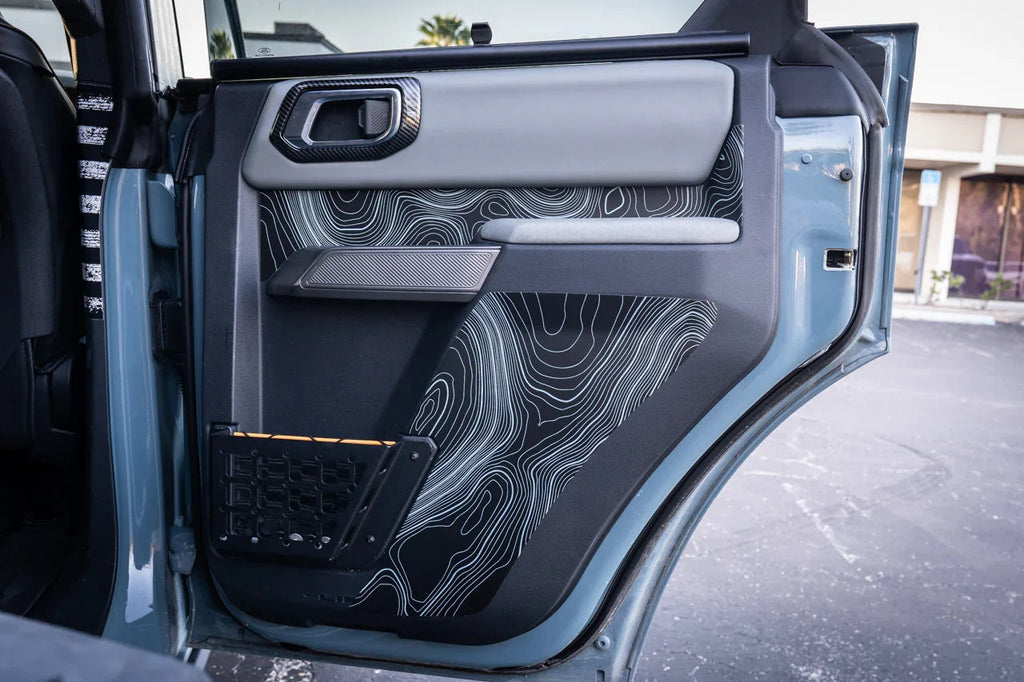 Topo Rear Interior Lower Door Card Insert Overlays (Printed Series) - 2021+ Bronco 4 Door