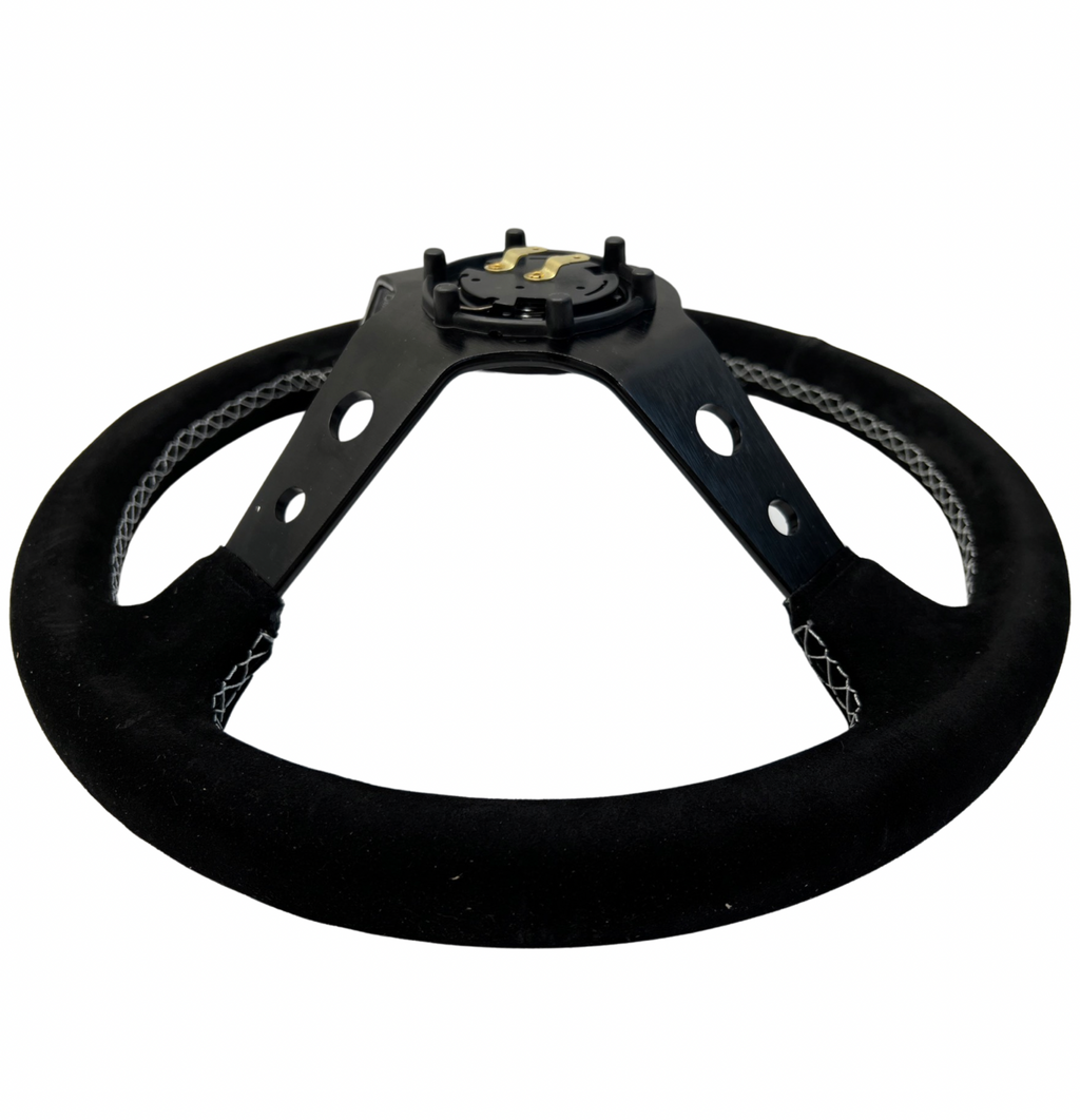 Suede Steering Wheel + Short Hub Adapter Kit For 02-07 Subaru Impreza WRX STI Legacy