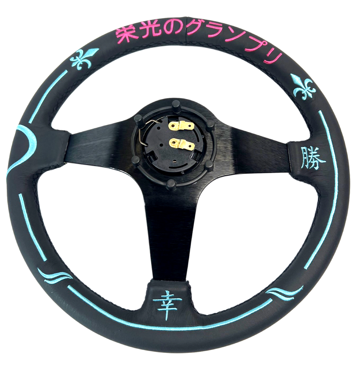 Leather Heart Deep Dish Suede Steering Wheel + Short Hub Adapter Kit For Honda Acura Civic Integra Accord Del Sol, CRX, Prelude