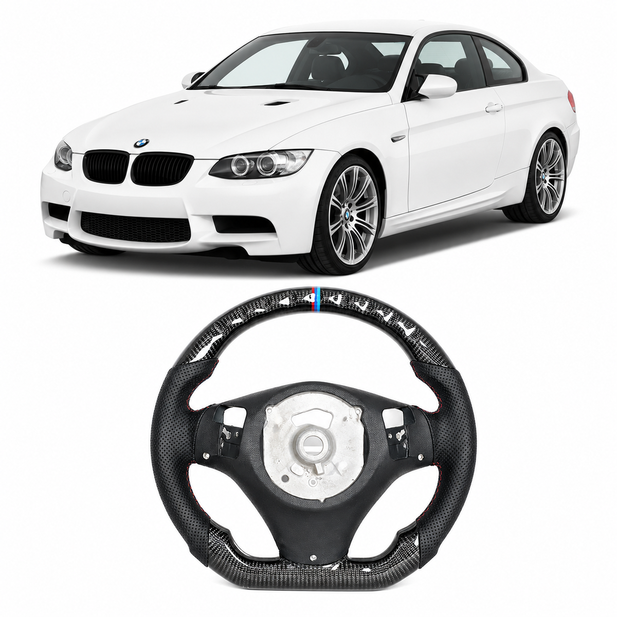 Real Carbon Fiber Steering Wheel for BMW E90 E92 E93 M3 328i 335i 135i 2007-2013