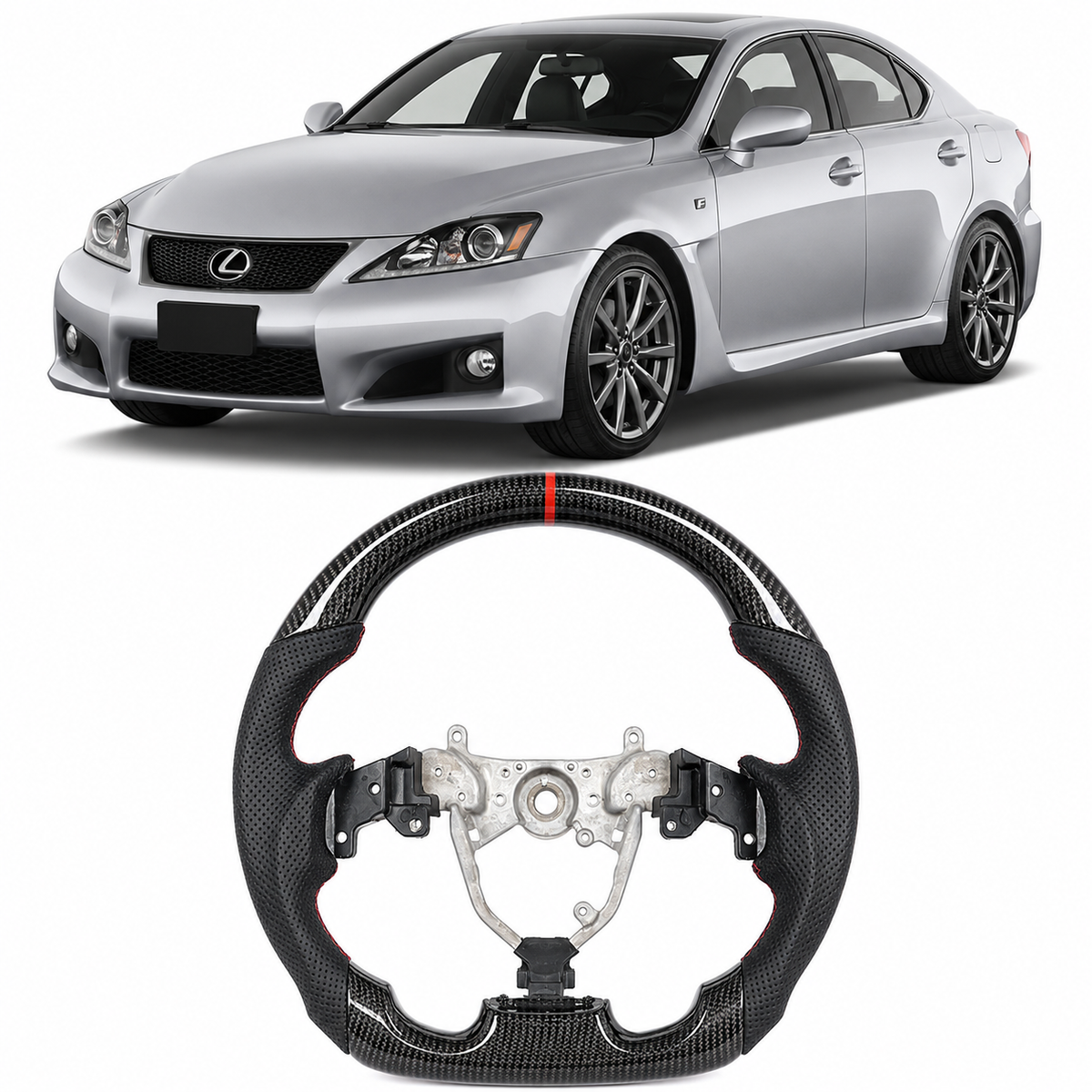 Hydro-Dip Carbon Fiber Steering Wheel for Lexus IS250, IS300, IS350 & IS F 2006-2012