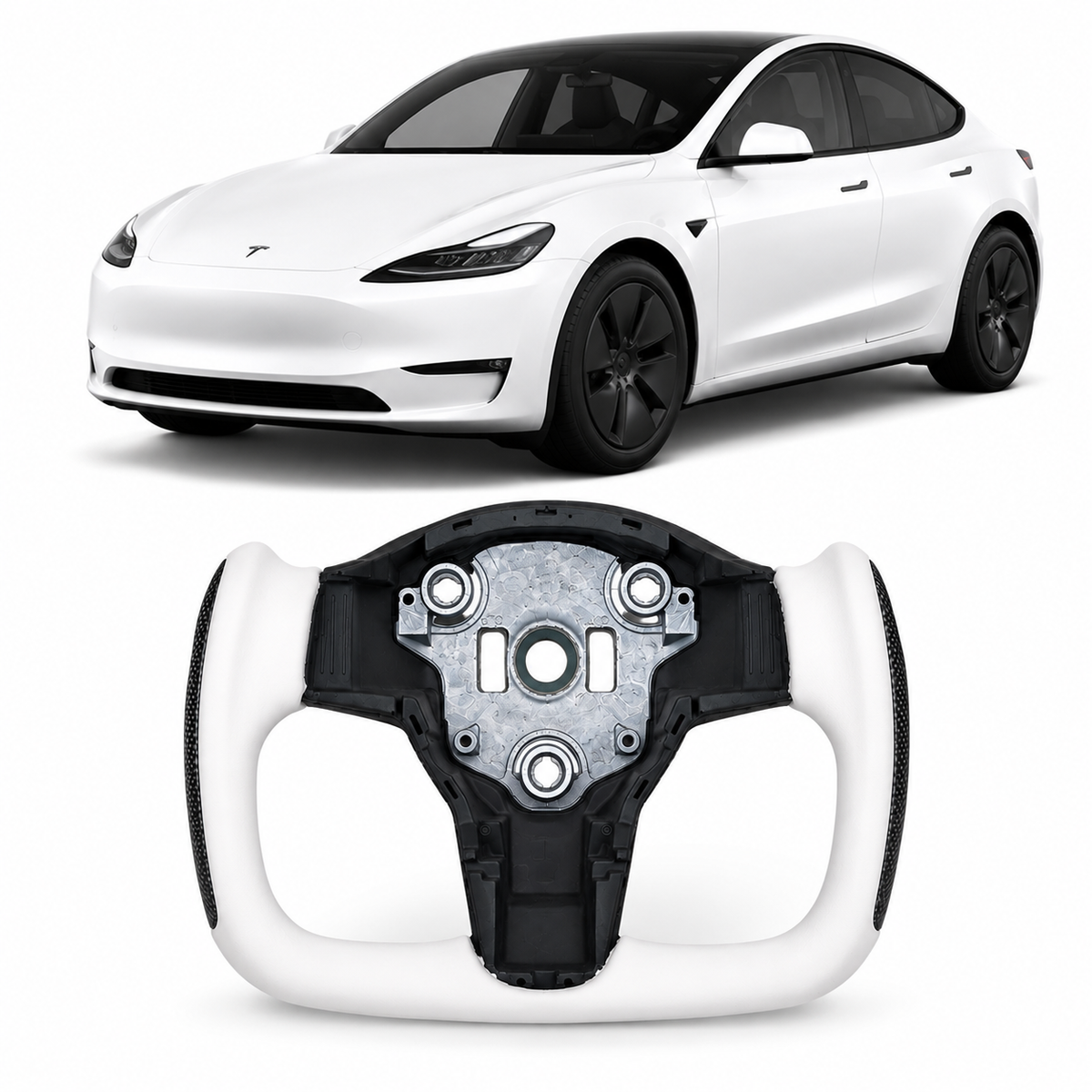 Heated Carbon Fiber Yoke Steering Wheel for Tesla Model 3 & Model Y