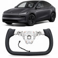 Heated Black Leather Yoke Steering Wheel for Tesla Model Y 2025+ Juniper