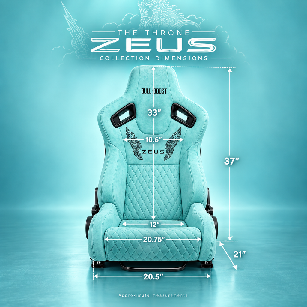 ZUES Collection Tiffany Blue Bull Boost Reclinable Adjustable Racing Bucket Seat