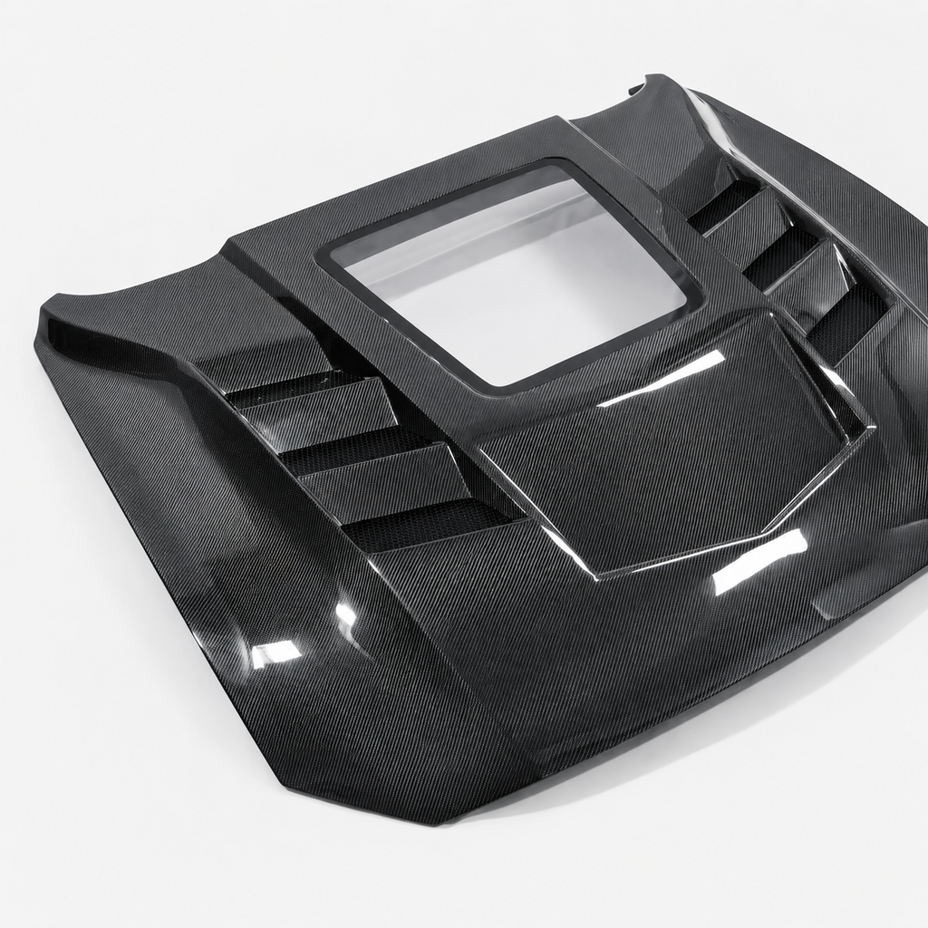 T Style Carbon Fiber Vented Hood for Ford Mustang S650