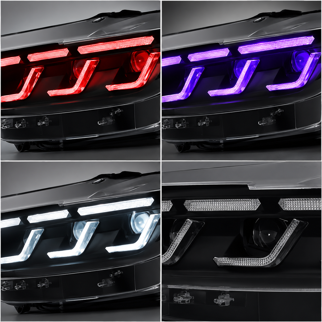 RGB DRL LED Headlight Set for Ford Mustang