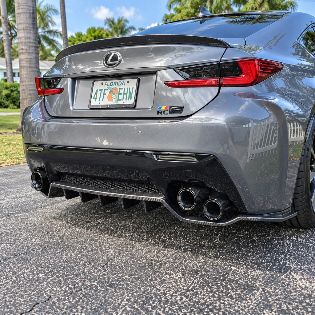 Carbon Fiber CT Style Rear Diffuser With Rear Canards for Lexus RC F
