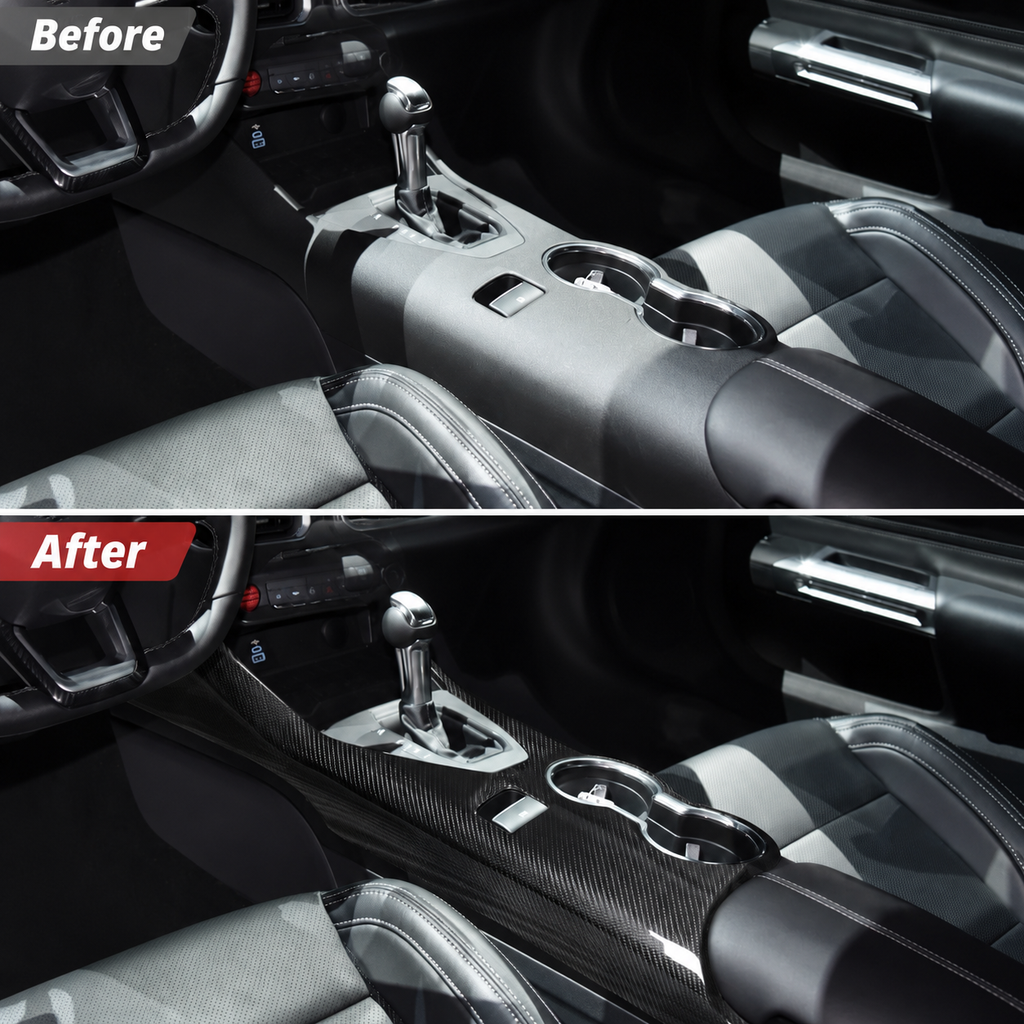 Dry Carbon Fiber Center Console Trim for Ford Mustang