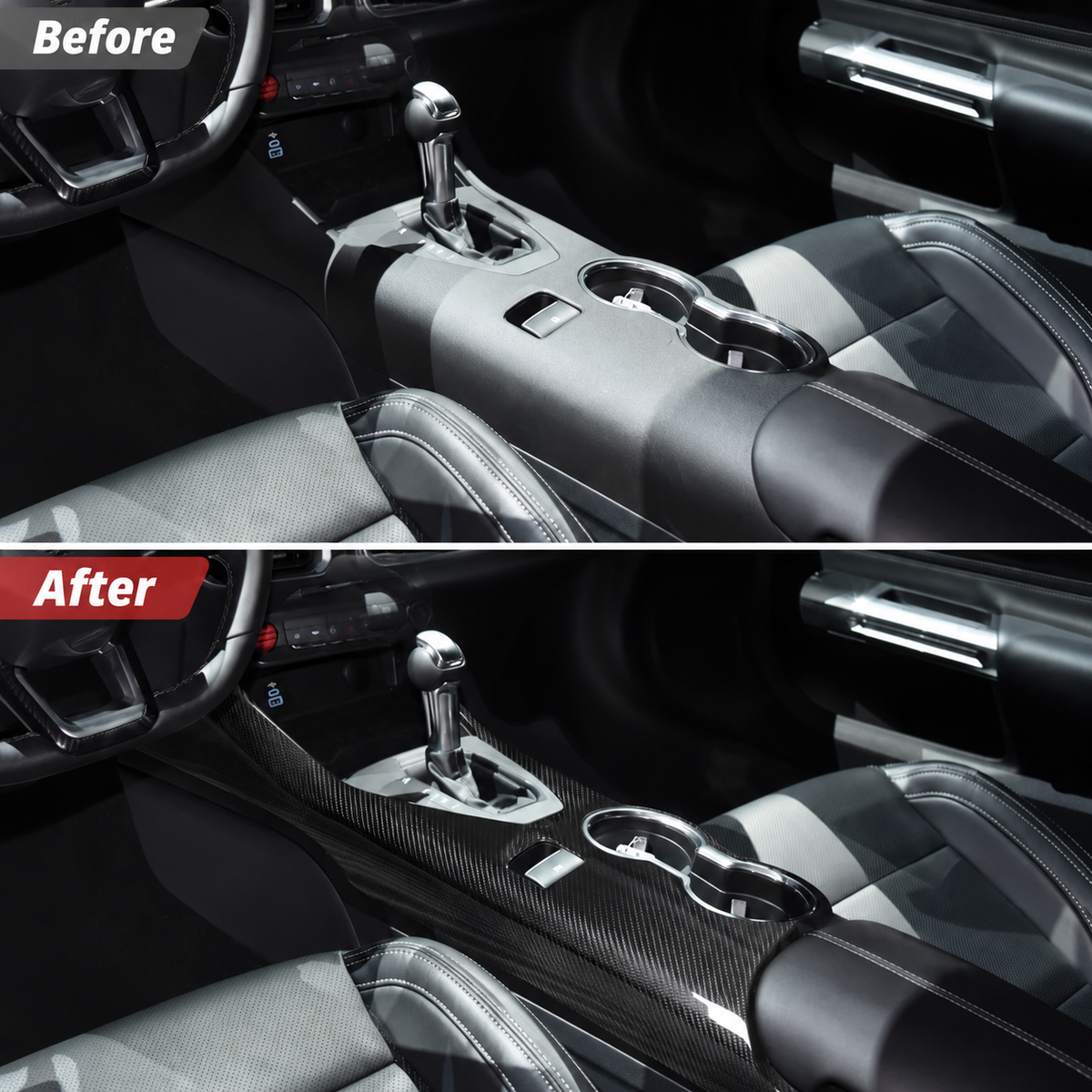 Dry Carbon Fiber Center Console Trim for Ford Mustang