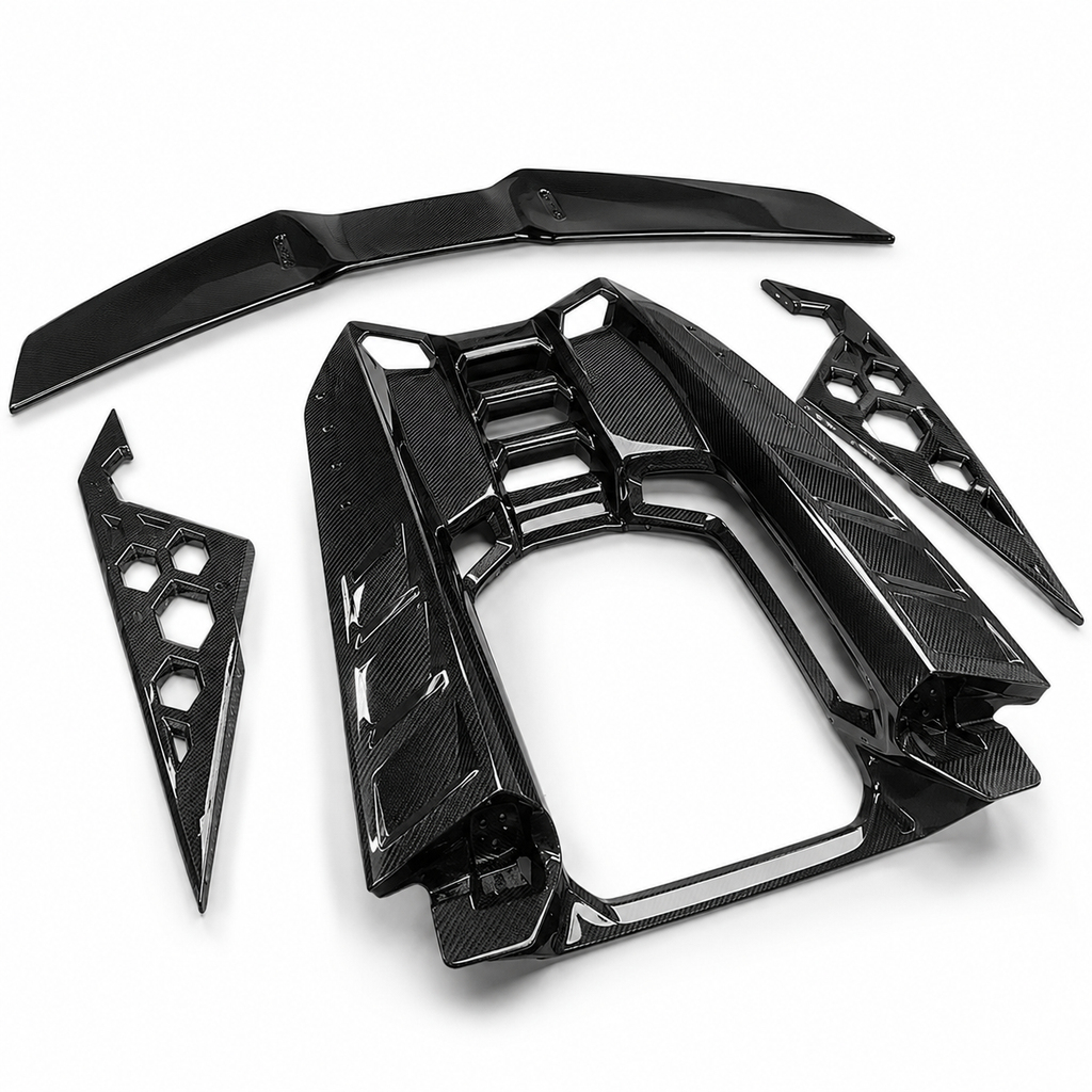 DF Upgrade Dry Carbon Fiber Engine Deck Rear Spoiler Wing Kit for Lamborghini Revuelto
