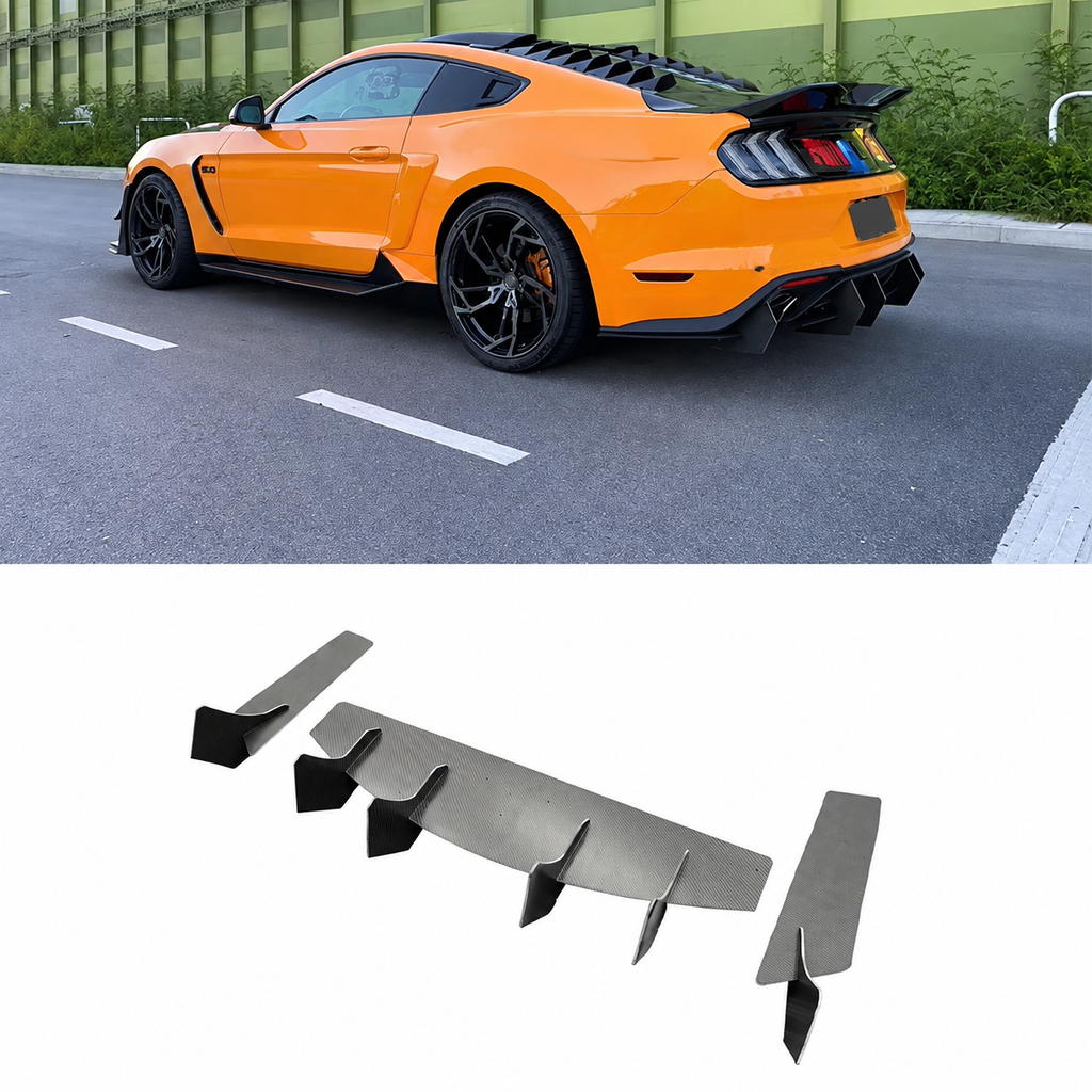 MD Style Dry Carbon Fiber Rear Bumper Diffuser for Ford Mustang