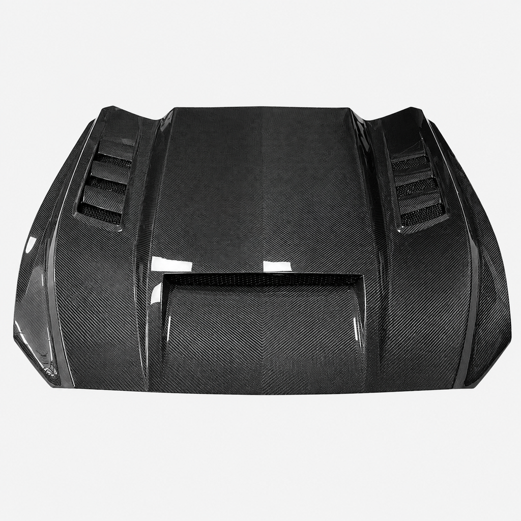 V2 Style Carbon Fiber Vented Engine Hood for Ford Mustang