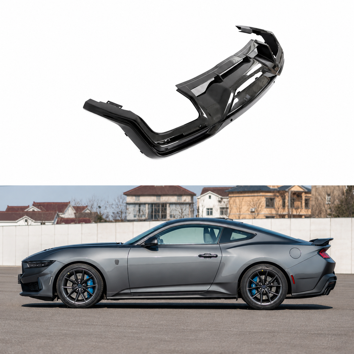 Dry Carbon Fiber Rear Bumper Diffuser for Ford Mustang Dark Horse