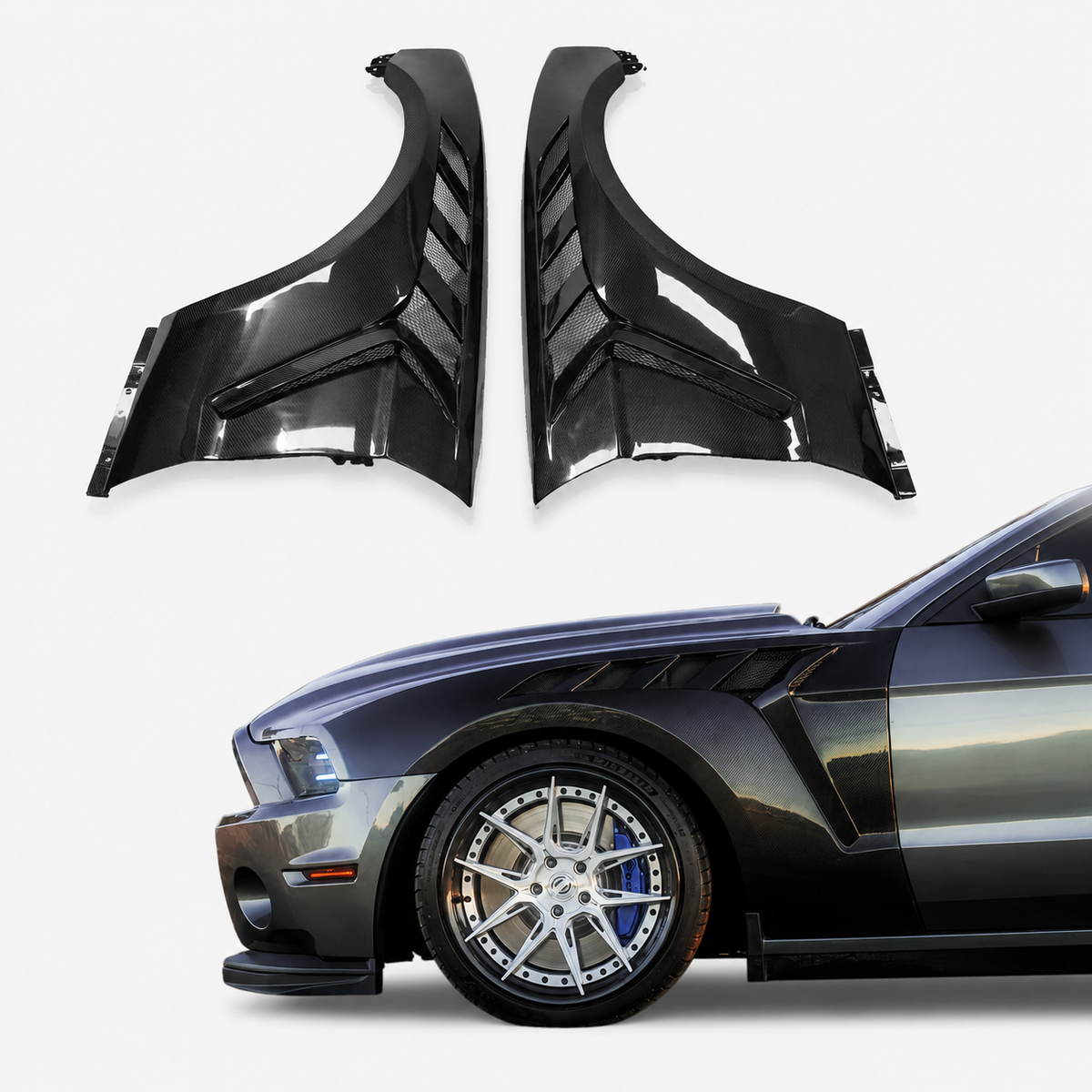 Dry Carbon Fiber Vented Wide Body Fender Flares for Ford Mustang S197
