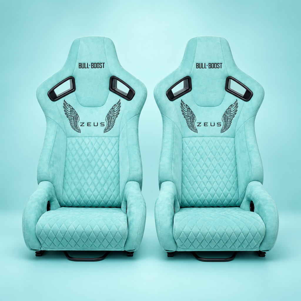 ZUES Collection Tiffany Blue Bull Boost Reclinable Adjustable Racing Bucket Seat